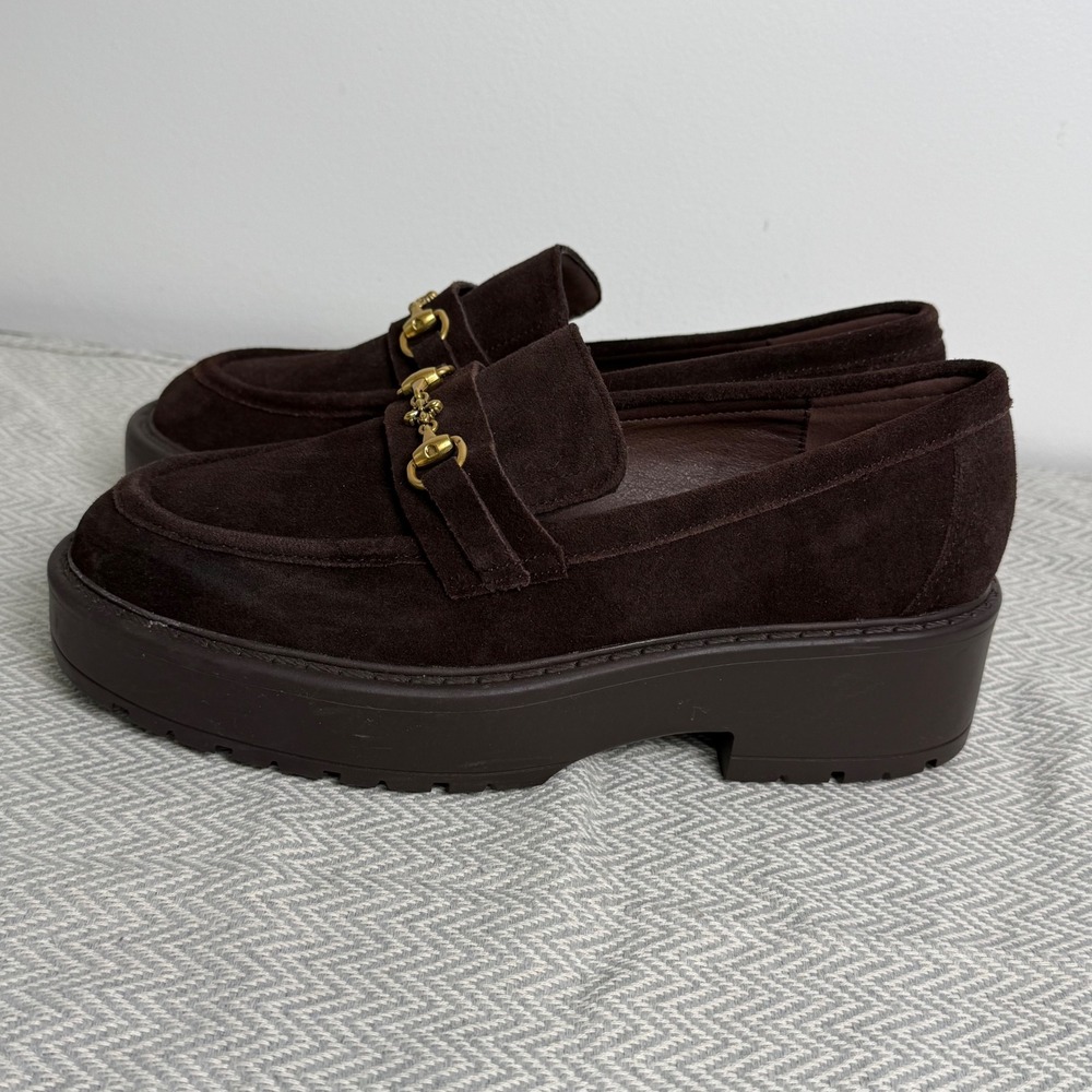 Steve Madden Loafers Womens 9.5 Brown Suede Horsebit Chunky Old Money Preppy - Picture 2 of 8